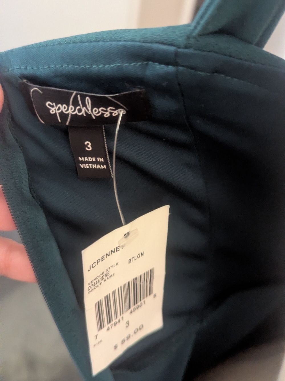 NWT Speechless Dark Green Skater Dress Fit Flare Scuba Knit Ruffle Skirt Size 3 - Picture 8 of 8